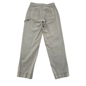Old Navy Women's Size 0 High-Rise Straight Carpenter Pants Beige Cotton Comfy